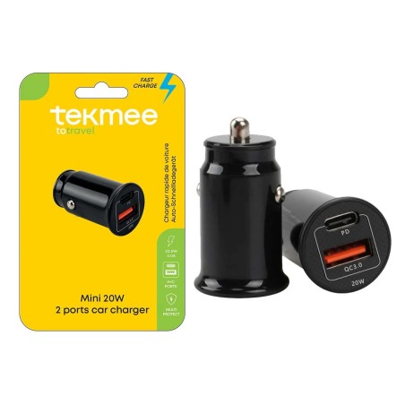 Tekmee 32359 - Caricatore da Auto 20W 2 Porte Type-c e Usb
