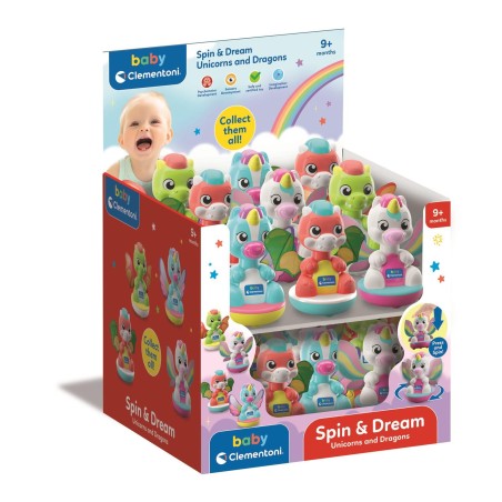 Clementoni 17498 - Baby Clementoni - Spin & Dream Trottole Unicorni e Draghetti