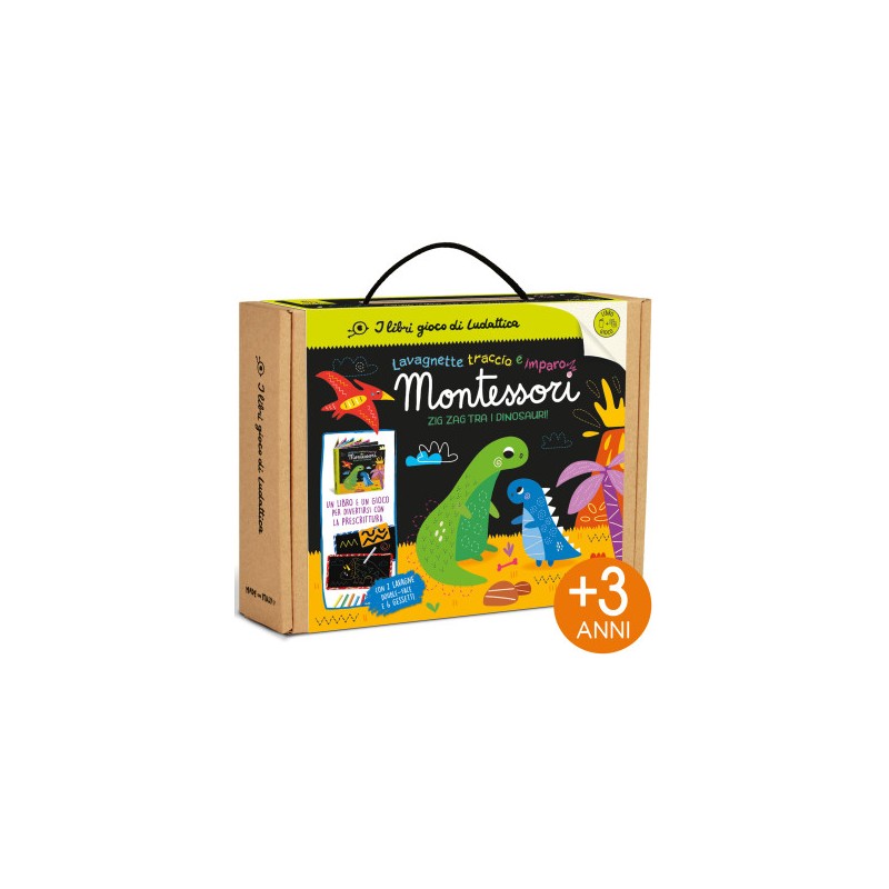 Educational 47723 - Montessori Lavagnette Traccio e Imparo Zig Zag Tra i Dinosauri