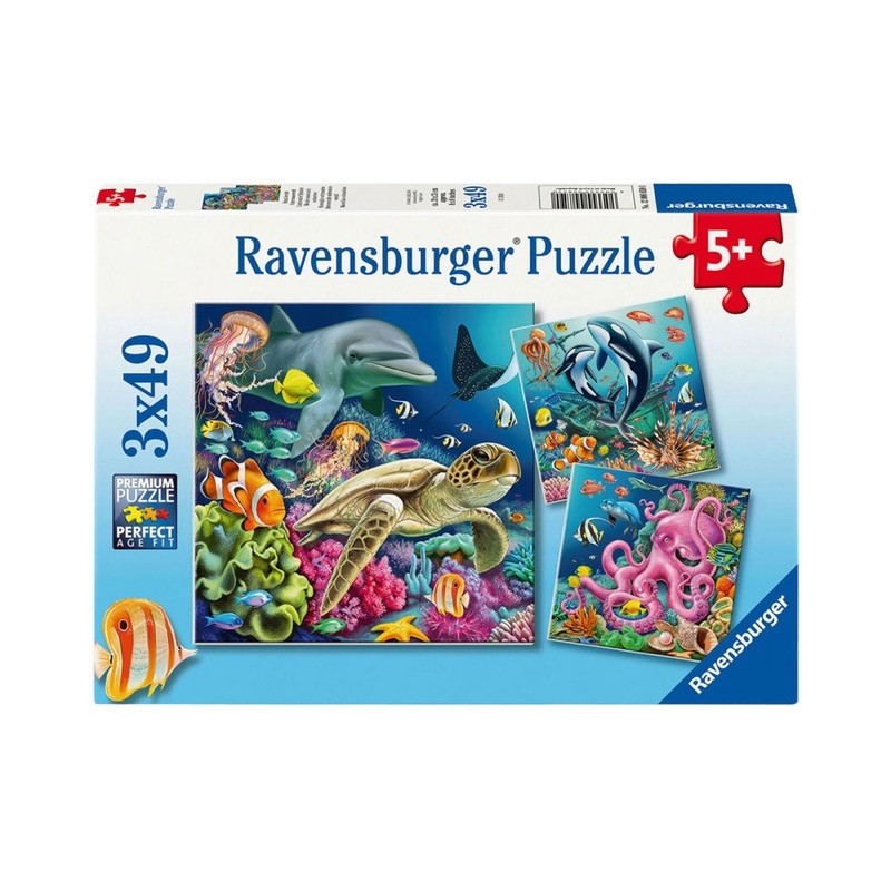 Ravensburger 00859 - Puzzle 3 x 49 Pezzi - Meraviglie Marine