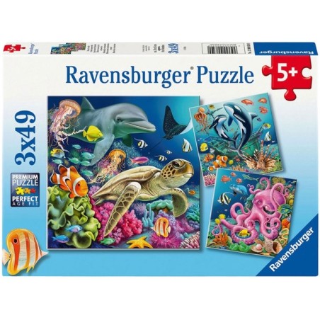 Ravensburger 00859 - Puzzle 3 x 49 Pezzi - Meraviglie Marine
