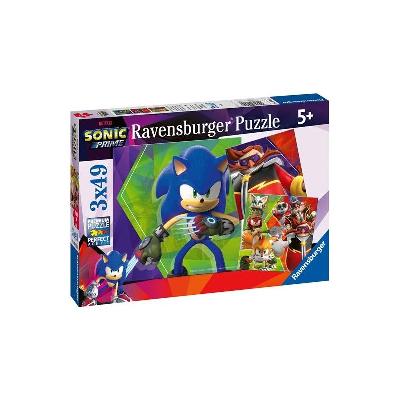 Ravensburger 05695 - Puzzle 3 x 49 Pezzi - Sonic Prime