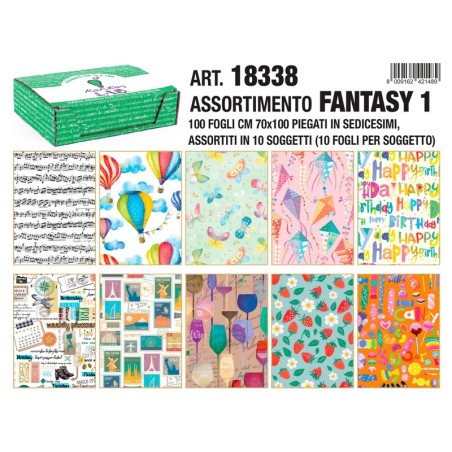 Kartos 18338 - Carta Regalo Fantasia 70 x 100 Conf.100 Fogli