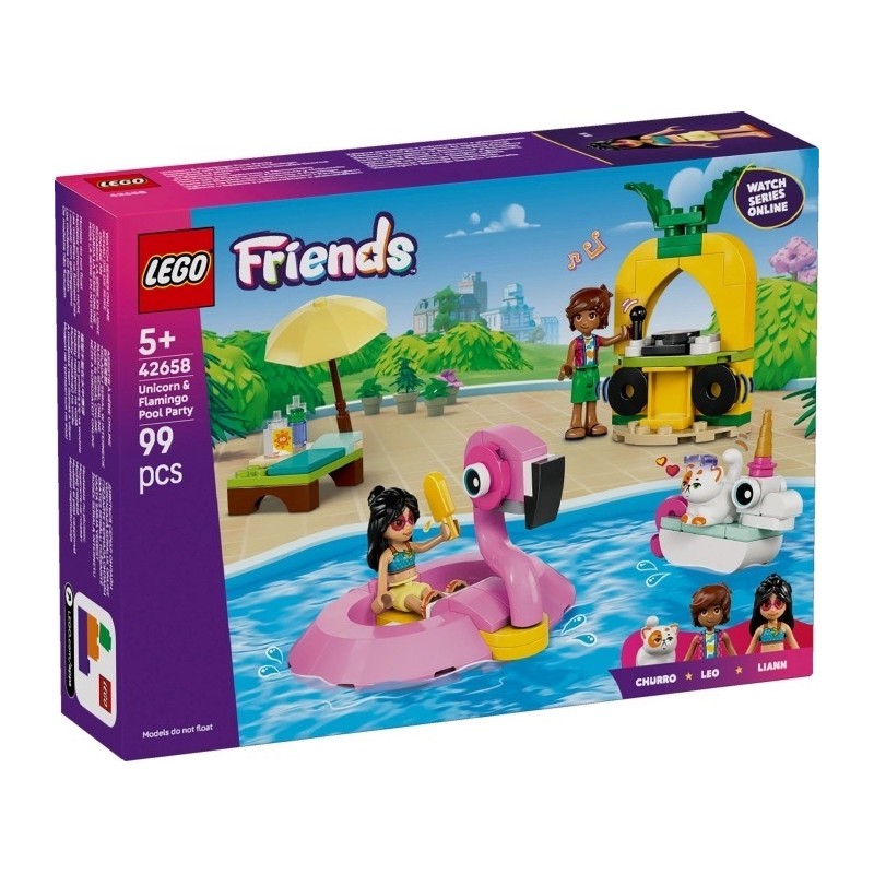 Lego 42658 - Friends - Pool Party con Unicorno e Fenicottero