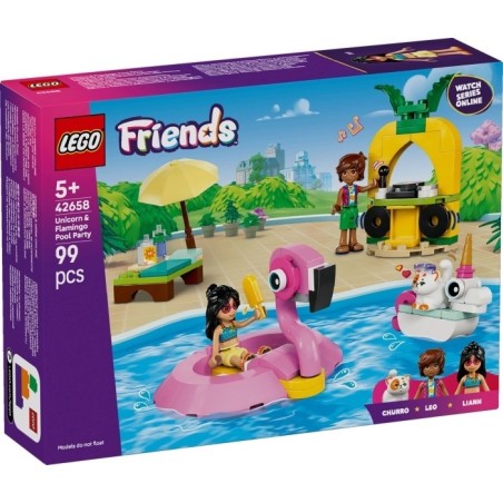 Lego 42658 - Friends - Pool Party con Unicorno e Fenicottero