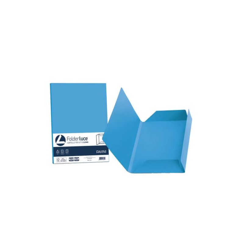 Favini A50G434 - Cartellina per Atti 3 Lembi Azzurra Conf.25 pz