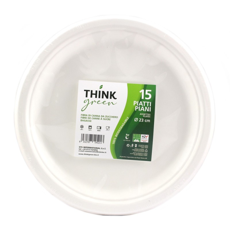 Think Green 5541 - Piatti Piani Fibra di Canna D.23 Conf.15 pz