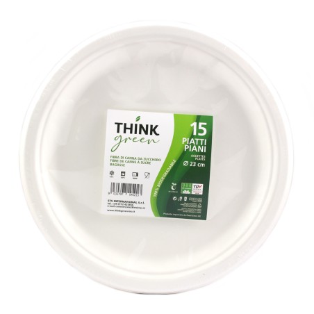 Think Green 5541 - Piatti Piani Fibra di Canna D.23 Conf.15 pz
