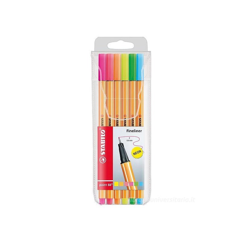 Stabilo 88/6 - Pennarelli Fineliner Point 88 Neon 6 pz