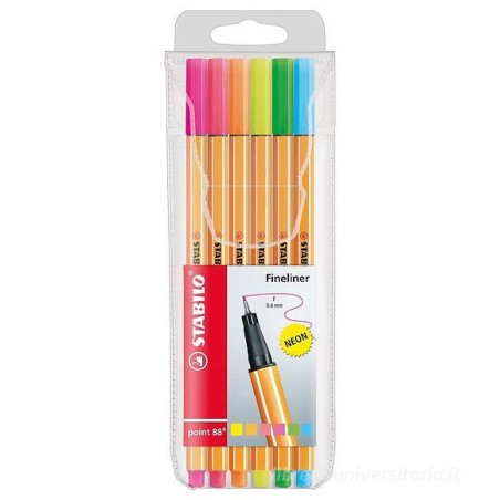 Stabilo 88/6 - Pennarelli Fineliner Point 88 Neon 6 pz