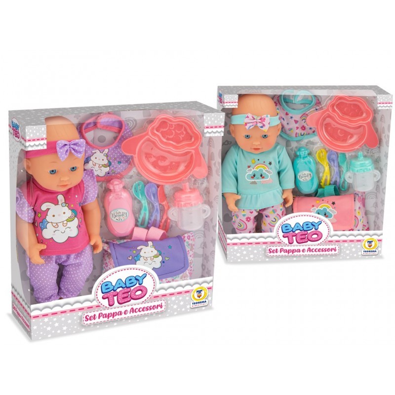 Teorema 68772 - Baby Teo Bambola 30cm Pappa e Accessori