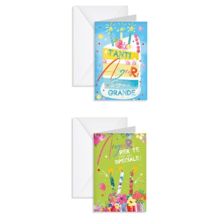 Kartos 7770 - Biglietti Buon Compleanno Generico Glitter Conf.12 pz