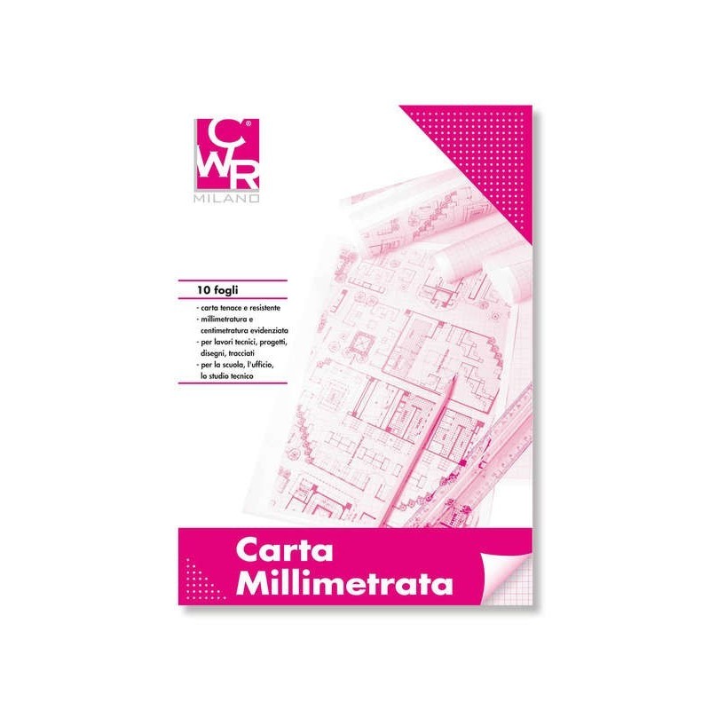 CWR 1050 - Blocco Carta Millimetrata 10 Fogli 30 x 42 Cm Formato A3