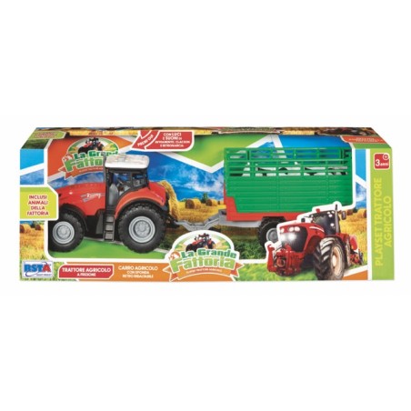 Rstoys 12198 - Trattore Agricolo a Frizione con Rimorchio Luci e Suoni