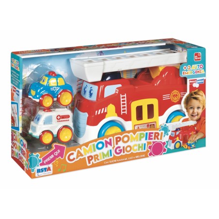 Rstoys 12172 - Primi Giochi Camion Pompieri Luci Suoni e Melodie con 2 Veicoli