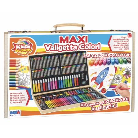 Rstoys 11899 - PlaySet Maxi Valigetta Colori in Legno con 168 Pezzi
