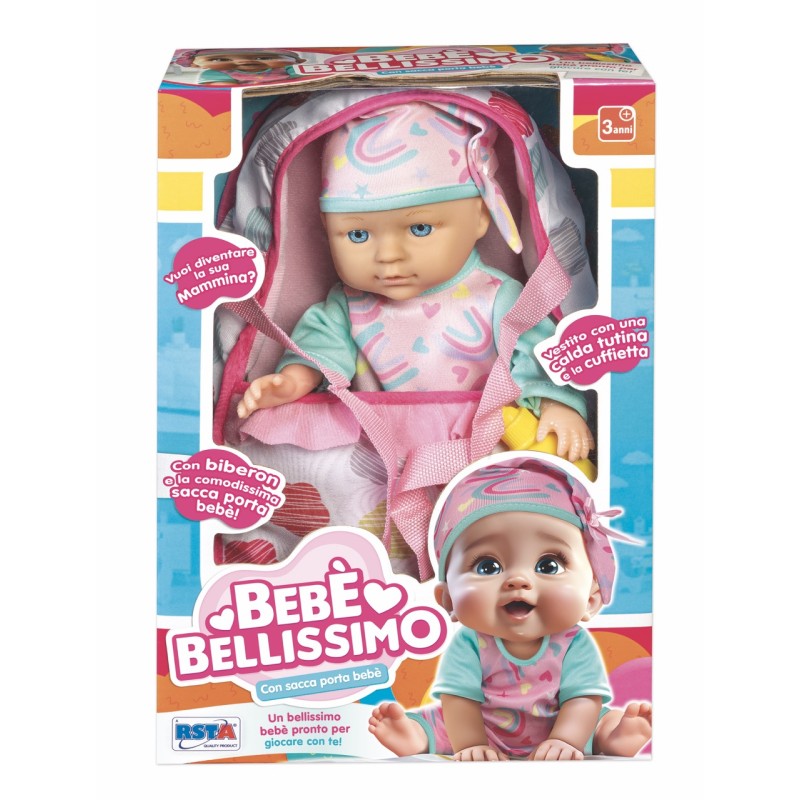 Rstoys 11976 - Bambola Bebè Bellissimo 30cm con Sacca e Biberon