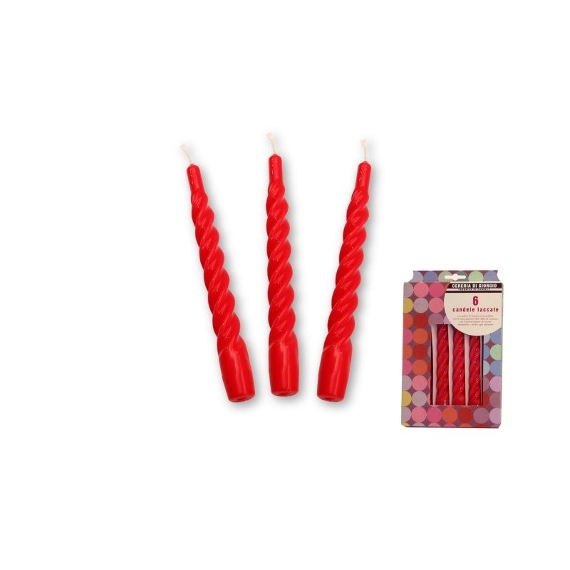 Cereria di Giorgio 3510 - Scatola 6 Candele Torciglione Rosse