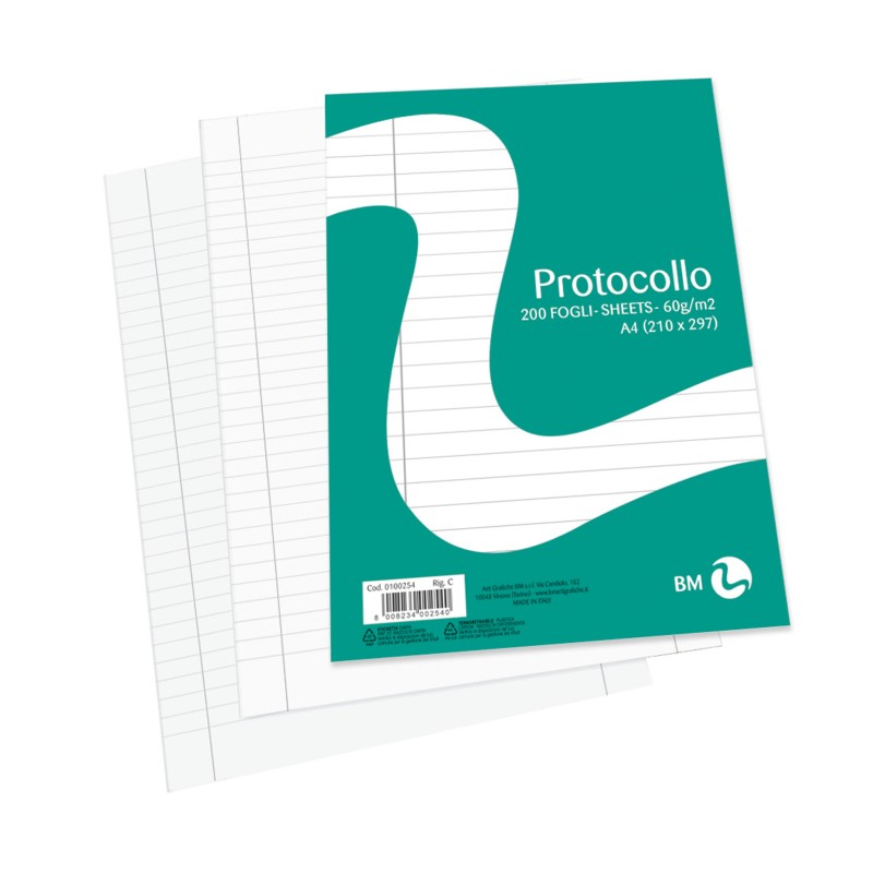 Bm 123627 - Fogli Protocollo 20 pz Rig. C ( 1 Rigo con Margine )