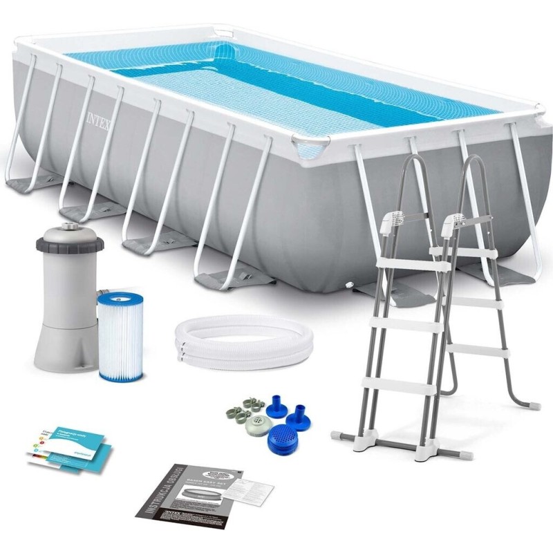 Intex 26790 - Piscina Prism Frame 400 x 200 x 122 cm con Filtro, Pompa e Scaletta