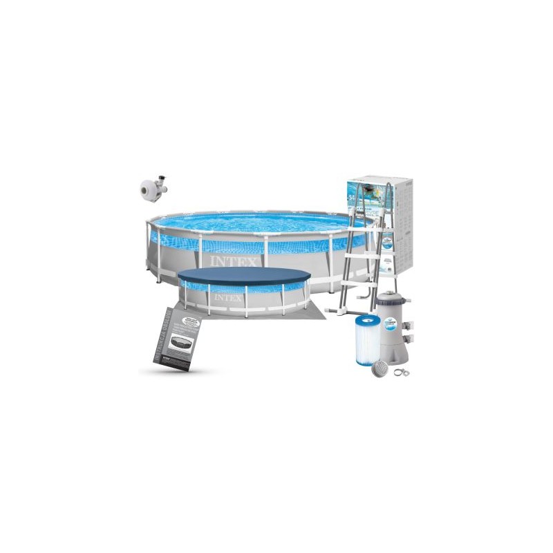 Intex 26722 - Piscina Prism Frame Clearview 427 x 107 cm con Pompa, Filtro e Scaletta