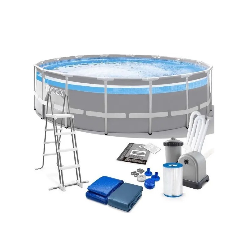 Intex 26730 - Piscina Prism Frame Clearview 488 x 122 cm con Pompa, Filtro e Scaletta