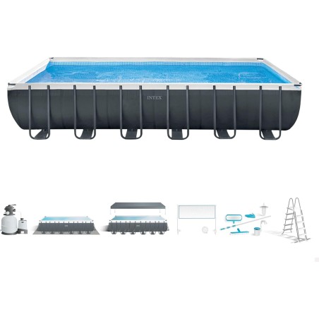 Intex 26368 - Piscina Ultra XTR Frame 732 x 366 x 132 cm con Pompa, Filtro, Scaletta e Set Volley