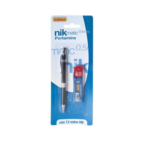 Ans 17 - Portamine Nik Matic Mina 0,5 mm con 12 Mine Ricarica HB in Blister