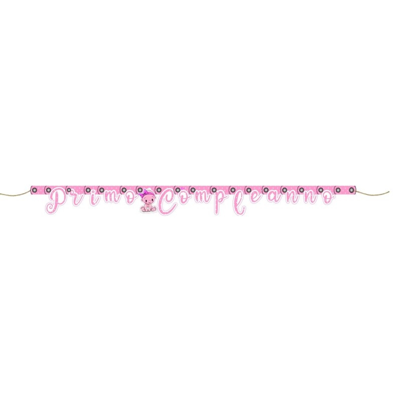 Ciao 34770 - Festone Carta Primo Compleanno Rosa 2,10 Mt