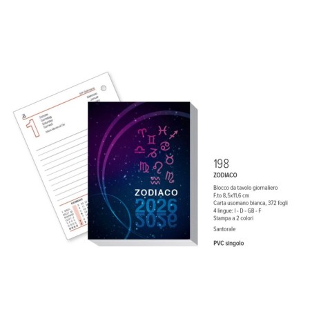 Notabene 198 - Agenda Blocco Tavolo Zodiaco 2026 9 x 11 cm