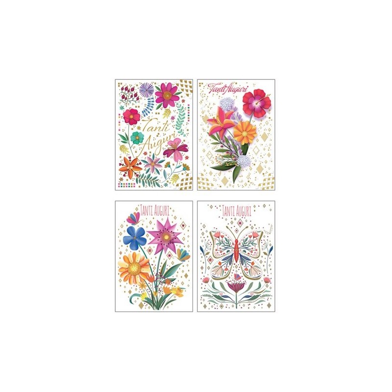 Cecami 187AG - Biglietti Auguri Fiori Conf.12 pz