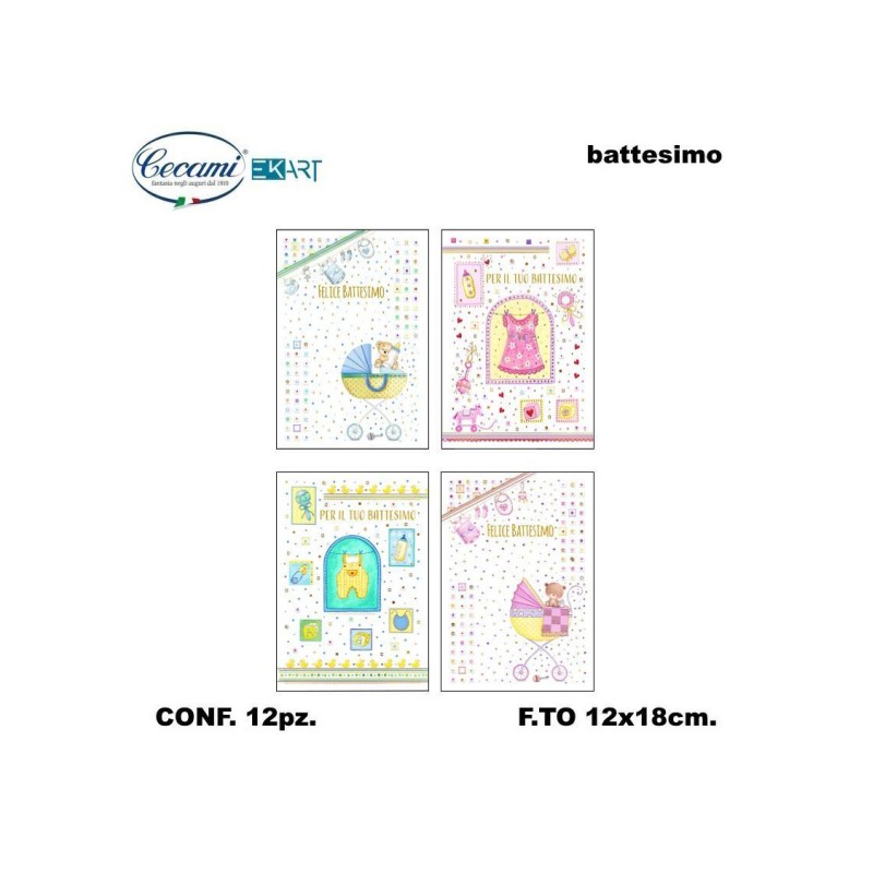 Cecami 10192 - Biglietti Battesimo Conf.12 pz
