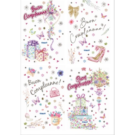 Cecami 213BC - Biglietti Compleanno Femminile Rotelle Conf.12 pz