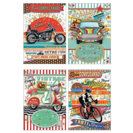 Cecami 184 - Biglietti Compleanno Uomo Vintage Conf.12 pz