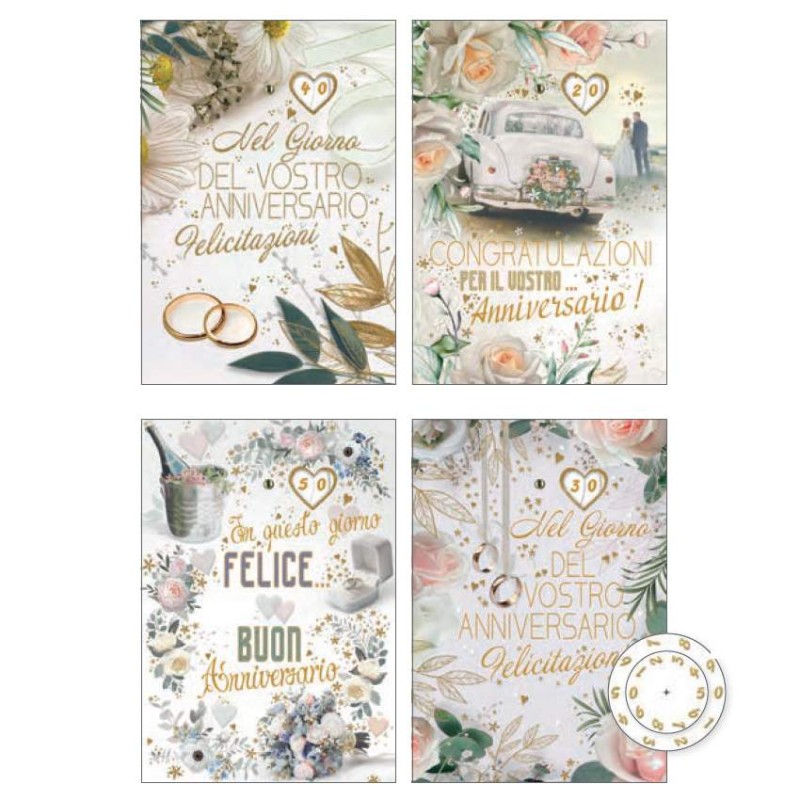 Cecami 10169 - Biglietti Buon Anniversario con Rotella Conf.12 pz