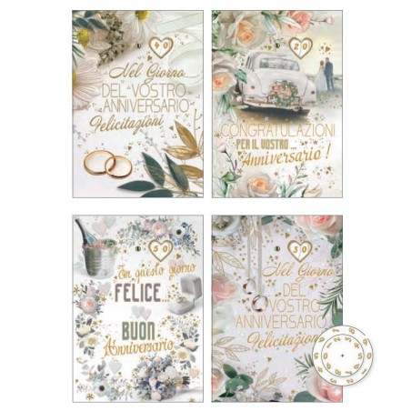 Cecami 10169 - Biglietti Buon Anniversario con Rotella Conf.12 pz