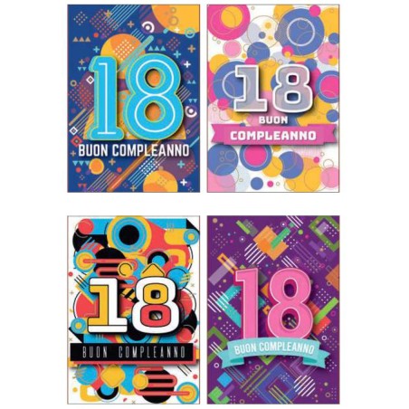 Cecami 202BC - Biglietti Compleanno 18 Anni Conf.12 pz