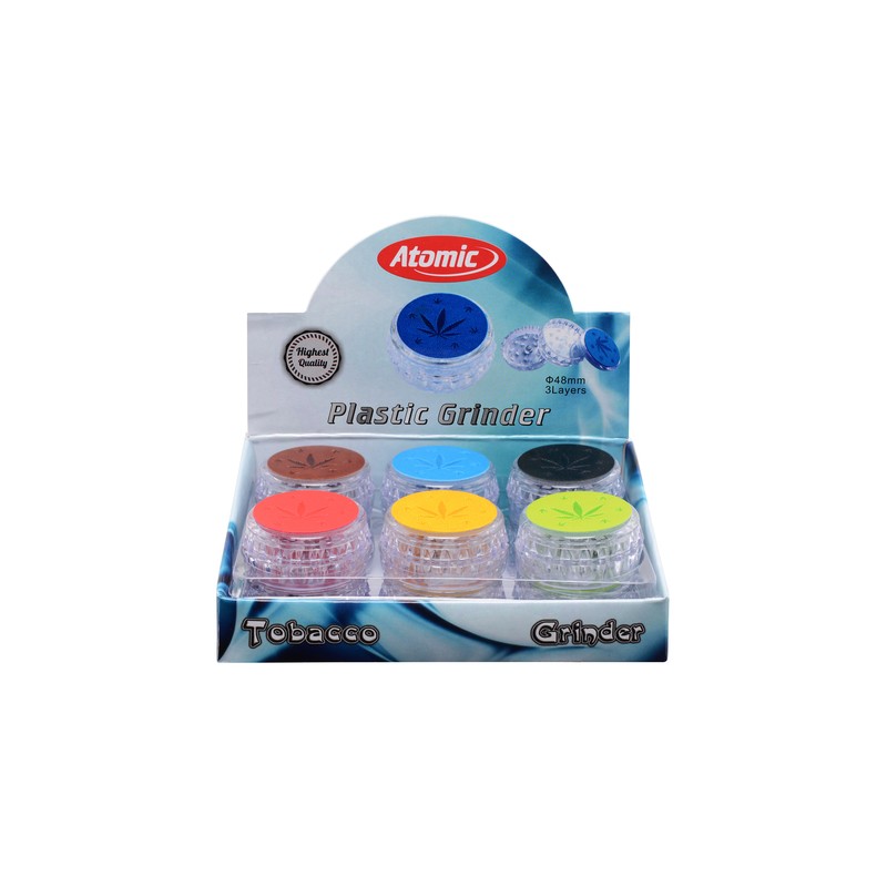 Atomic 212521 - Grinder Plastica 3 Piani D.48mm Display 12 pz