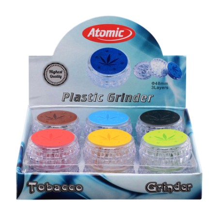 Atomic 212521 - Grinder Plastica 3 Piani D.48mm Display 12 pz