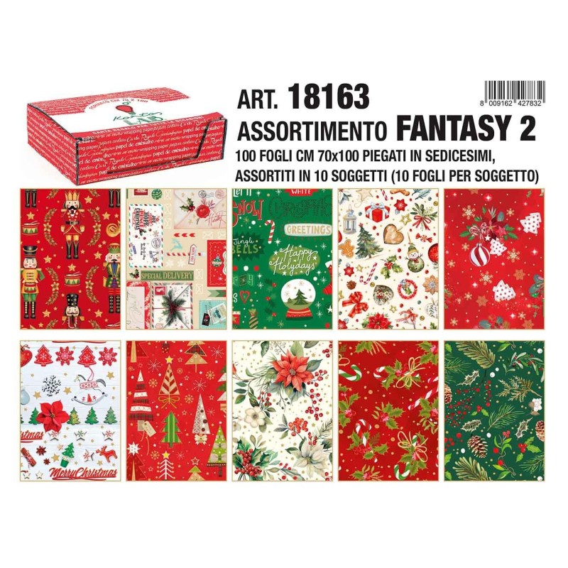 Kartos 18163 - Carta Regalo Natalizia 70 x 100 Conf.100 Fogli
