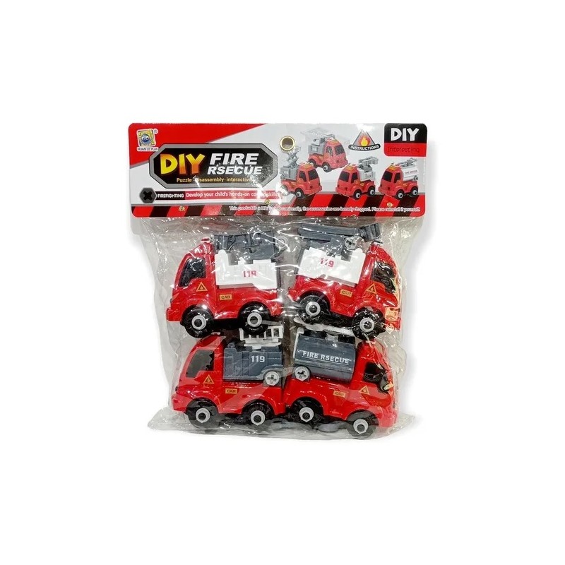 Fratelli Pesce 8830 - Busta 4 Mezzi Pompieri Monta Smonta