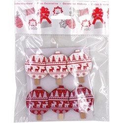 Inab 80532 - Set 6 Pinze Legno Wood Decoration Ass.