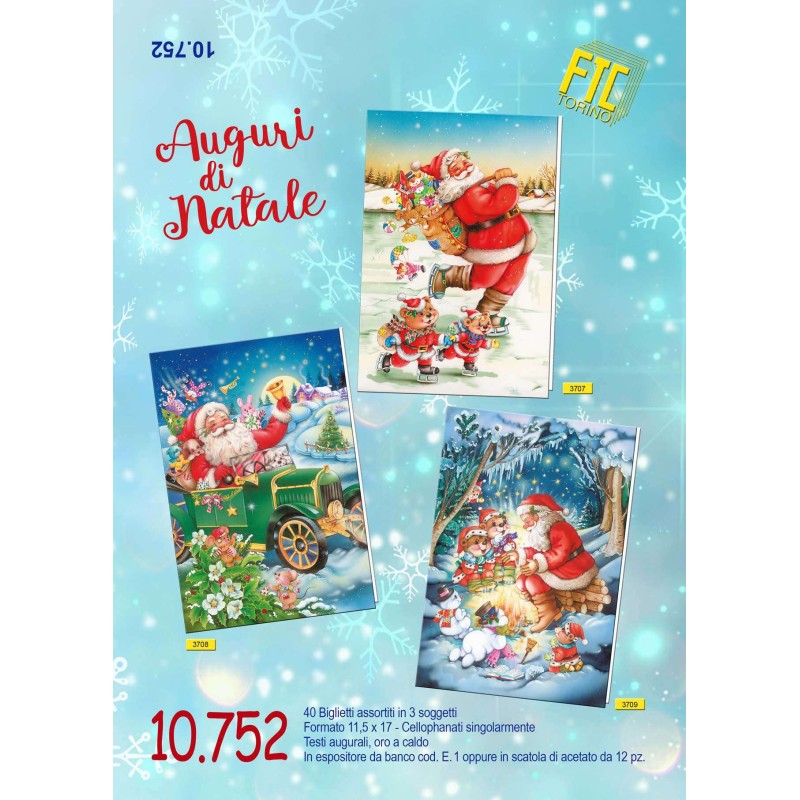Ftc 10752 - Biglietti Auguri Babbo Natale 12x18 Conf.12 pz