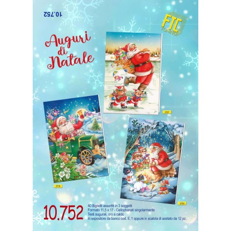 Ftc 10752 - Biglietti Auguri Babbo Natale 12x18 Conf.12 pz