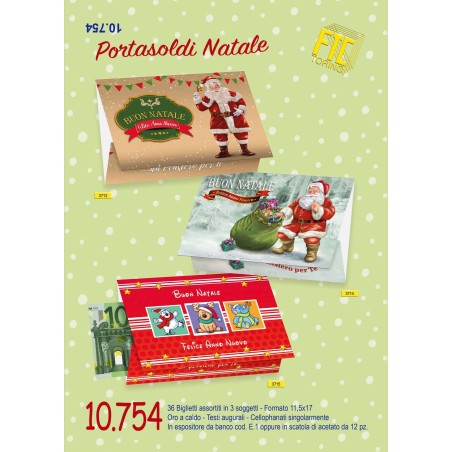 Ftc 10754 - Biglietti Auguri Natale Portasoldi 12x18 Conf.12 pz