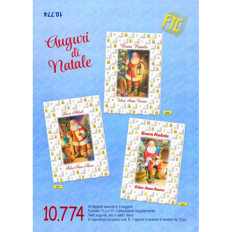 Ftc 10774 - Biglietti Natale e Felice Anno Nuovo 12x18 Conf.12 pz