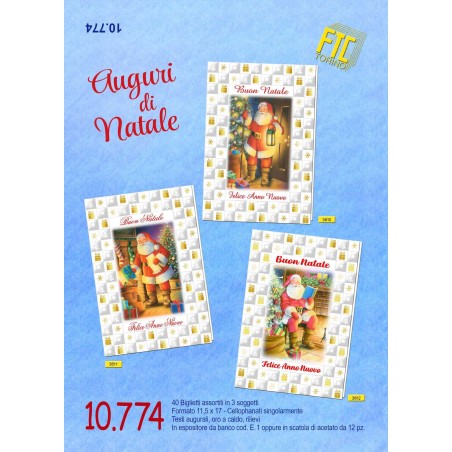Ftc 10774 - Biglietti Natale e Felice Anno Nuovo 12x18 Conf.12 pz