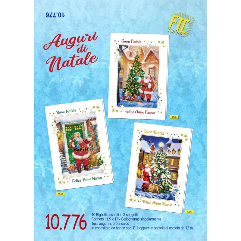 Ftc 10776 - Biglietti Auguri Natale e Felice Anno Nuovo 12x18 Conf.12 pz