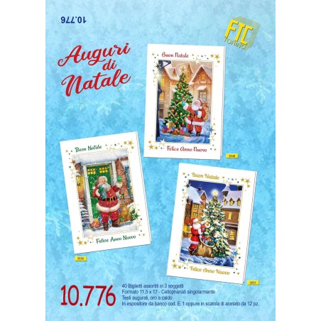 Ftc 10776 - Biglietti Auguri Natale e Felice Anno Nuovo 12x18 Conf.12 pz