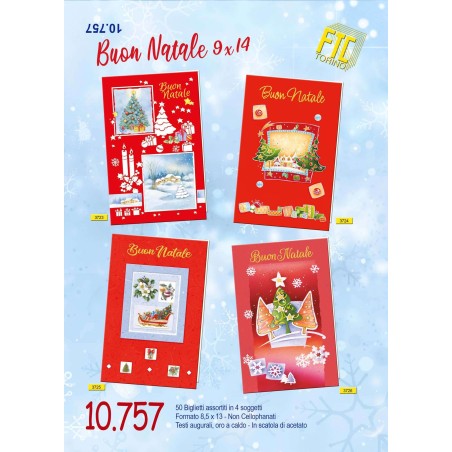 Fftc 10757 - Biglietti Buon Natale 9x14 Conf.50 pz